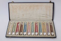 Cased set of contemporary silver "zodiac" spoons