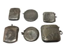 Six Victorian and later silver Vesta cases mostly with engraved decoration (6)