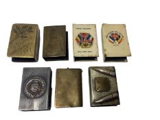 Seven First World War Trench Art and other match box holders