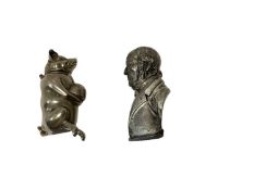 Victorian plated novelty Vesta case in the form of a bust of William Gladstone 55mm high and another