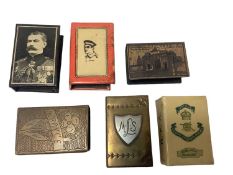 Six First World War Trench Art and other match box holders