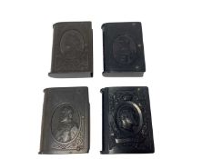 Four Victorian and Edwardian Royal related vulcanite Vesta cases decorated with portrait busts