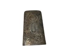 Good quality Victorian Needham's Patent silver card case with floral scroll engraved decoration ( Bi