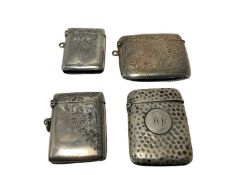 Four Edwardian and later silver Vesta cases various (4)