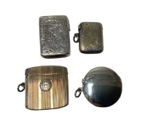 Victorian silver Vesta case with floral scroll engraving and three others ( all silver ) (4)