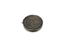 Unusual Edwardian silver Vesta case of circular form decorated in relief with swimmers ( Birmingham