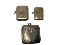 Three Edwardian silver Vesta cases