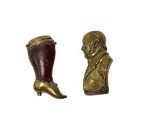 Victorian brass novelty Vesta case in the form of a bust of William Gladstone 55mm high and another