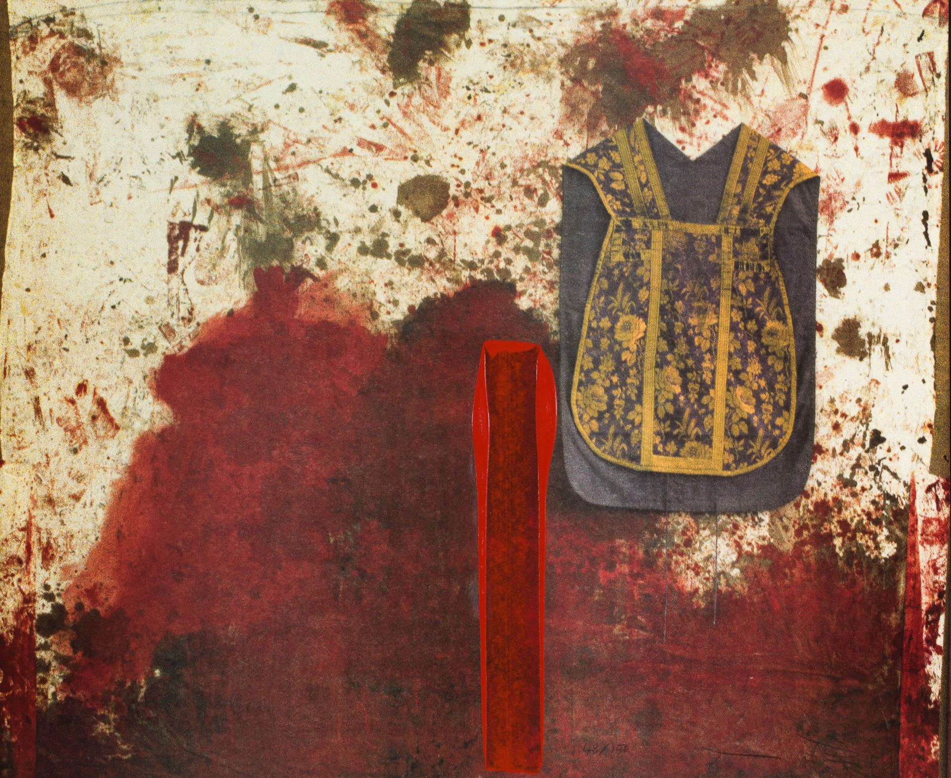 Hermann Nitsch, Ohne Titel (Übermalte Bild-Lithographie)