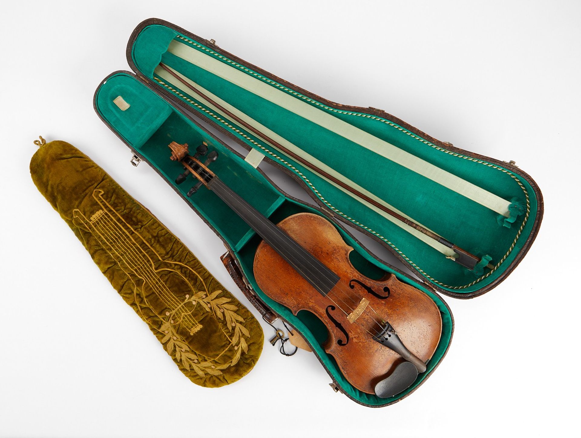 19th c. German Violin w/ Case & Bow
