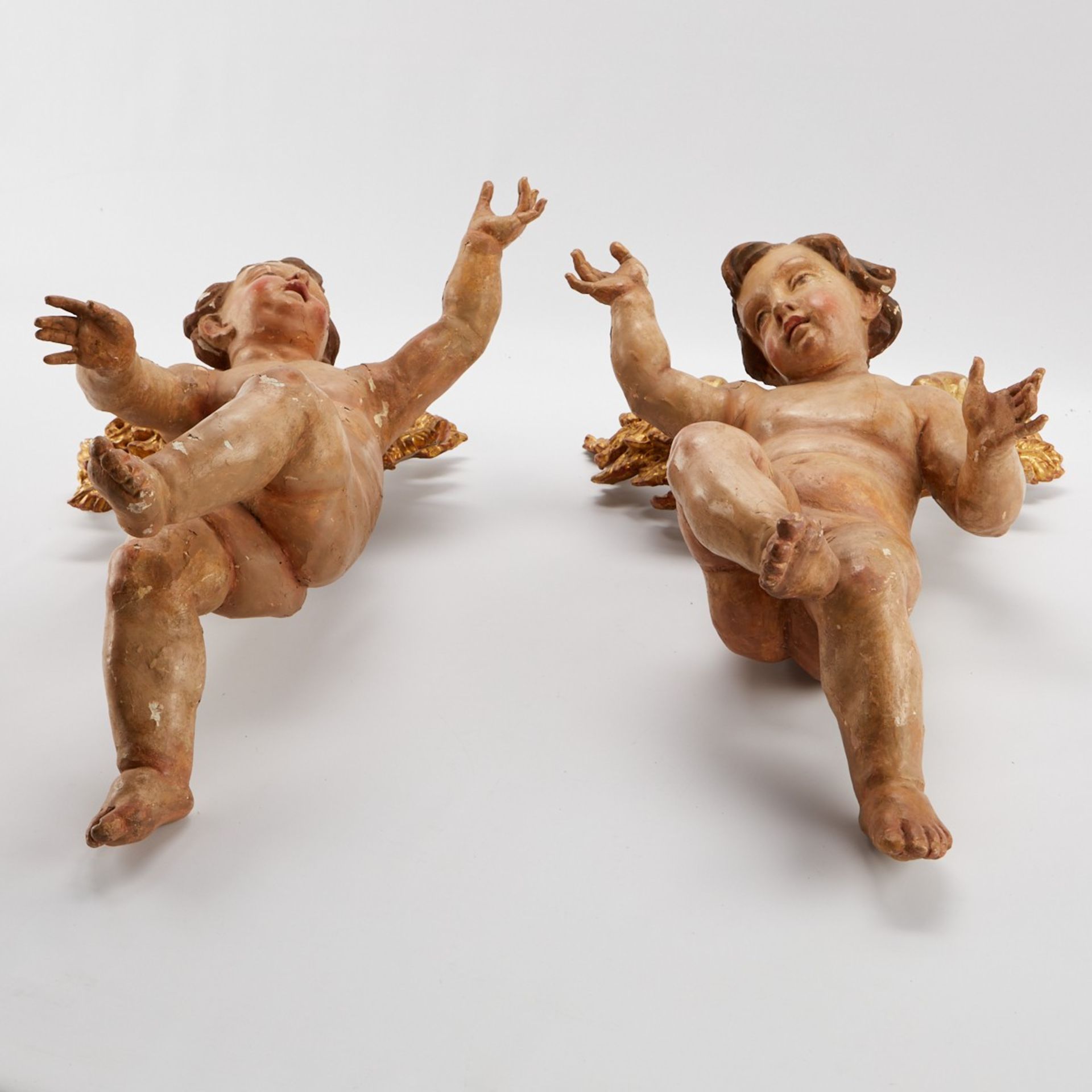 Pr Lrg 18th/19th c. Continental Wooden Angels - Image 6 of 9