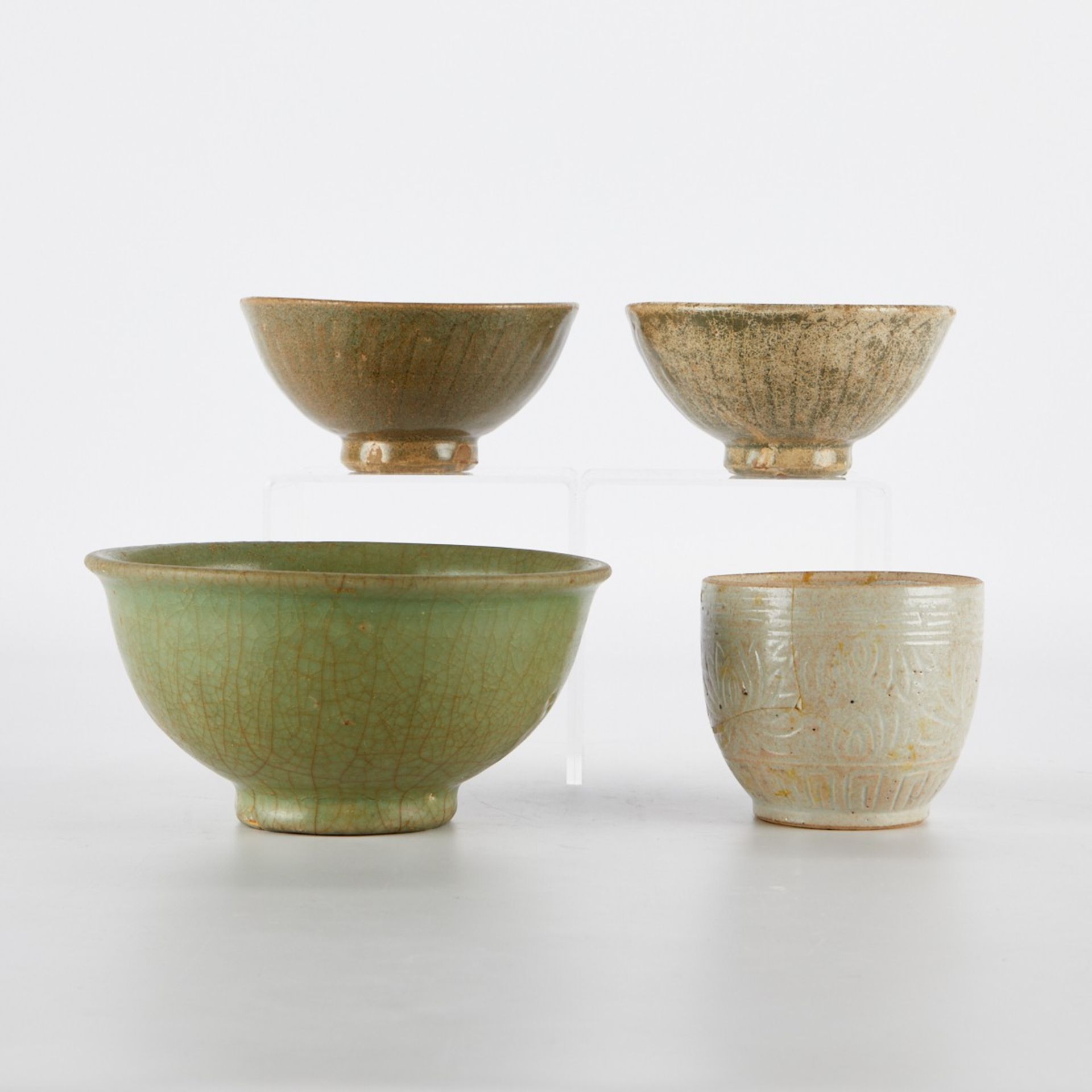 4 Shipwreck Chinese Longquan Celadon Dishes - Image 4 of 11