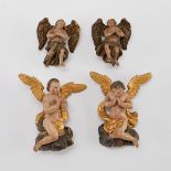 Group 4 Small 18th/19th c. Carved Wooden Angels