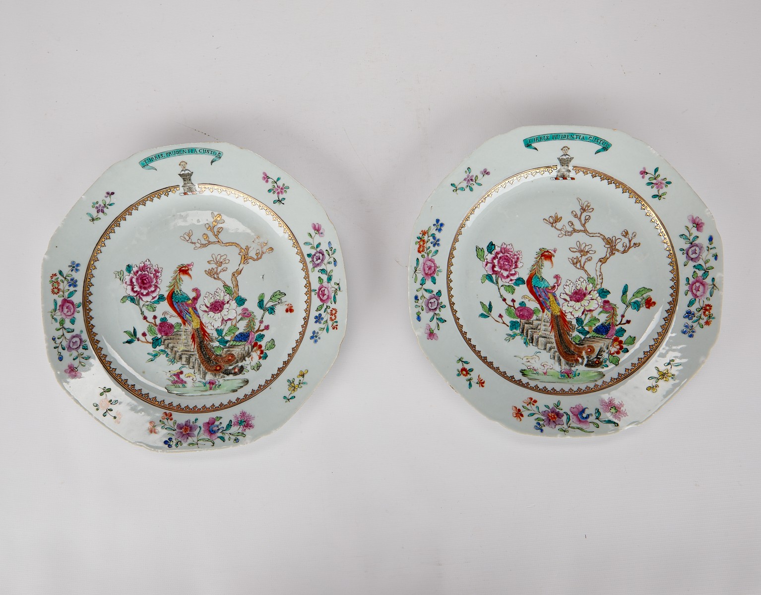 Pair Chinese Export Armorial Porcelain Plates - Image 3 of 9