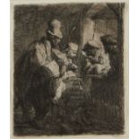 Rembrandt "Strolling Musicians" Etching 1635