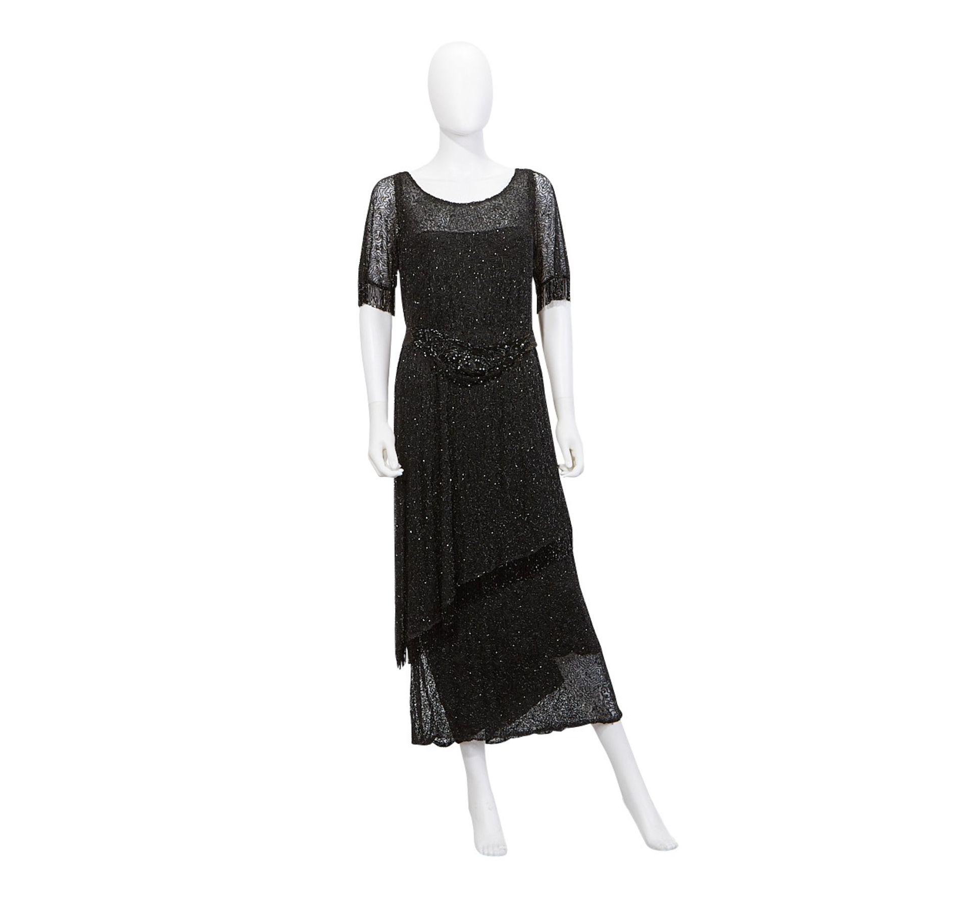3 Black Beaded Flapper Dresses 1920s - Bild 8 aus 35