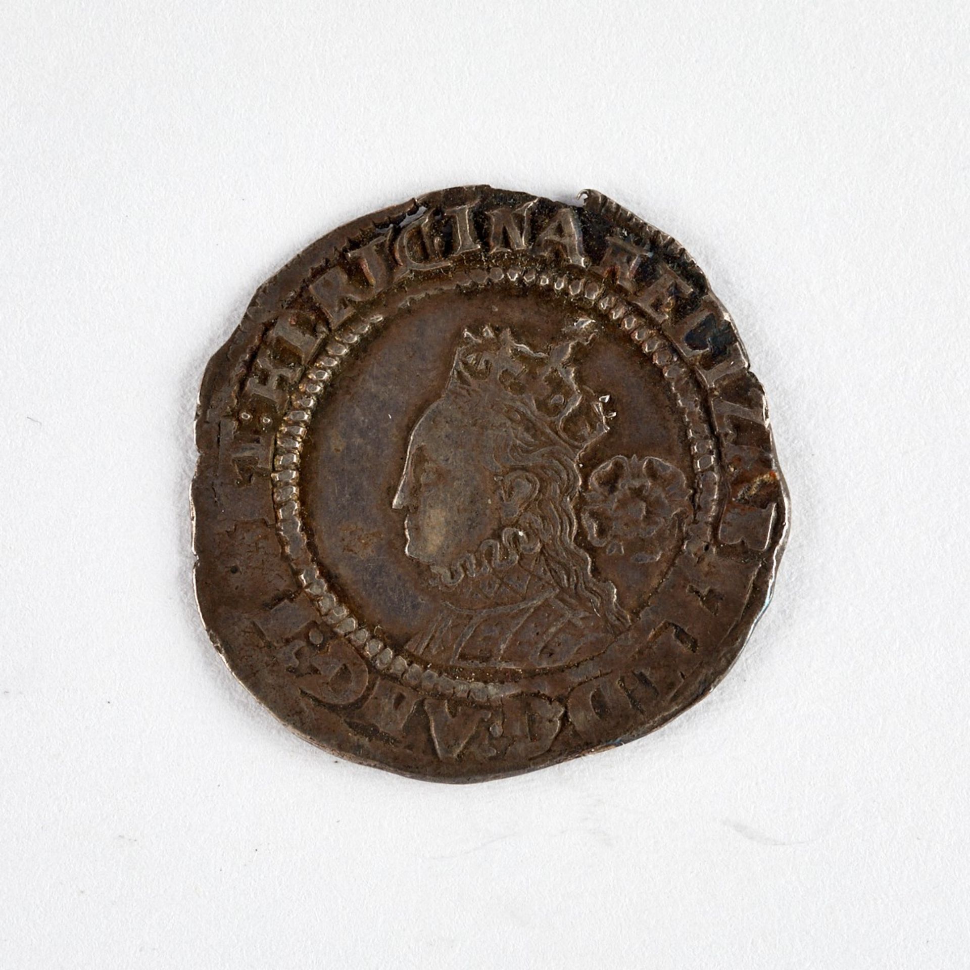 1571 Elizabeth I 3rd Issue Sixpence Crown MM - Image 2 of 3