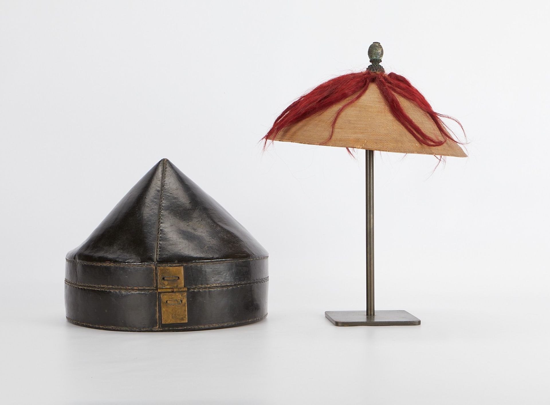 Chinese Official's Wicker Hat w/ Box & Stand - Image 6 of 12