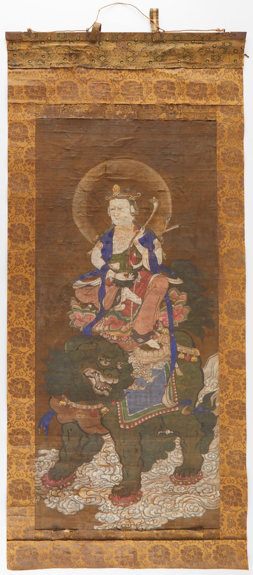 18th c. Japanese Scroll Bodhisattva Monju 5 Knots - Image 3 of 7