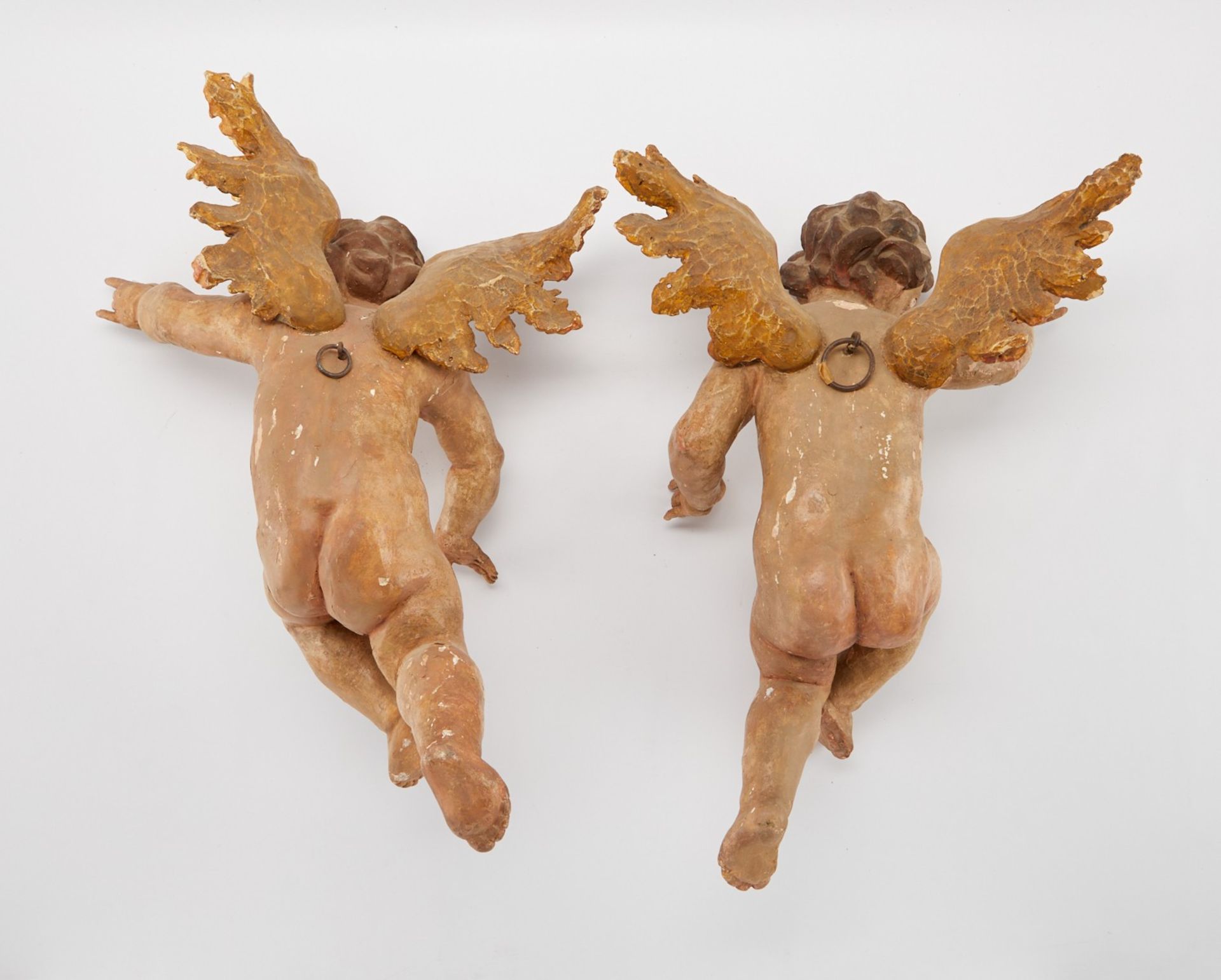 Pr Lrg 18th/19th c. Continental Wooden Angels - Image 4 of 9
