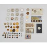 Large Group of Coins, Currency, & Tokens