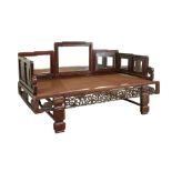 Chinese Hardwood Day Bed w/ Mirror Inserts