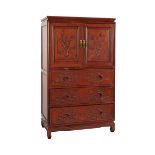 Modern Chinese Rosewood Carved Wardrobe