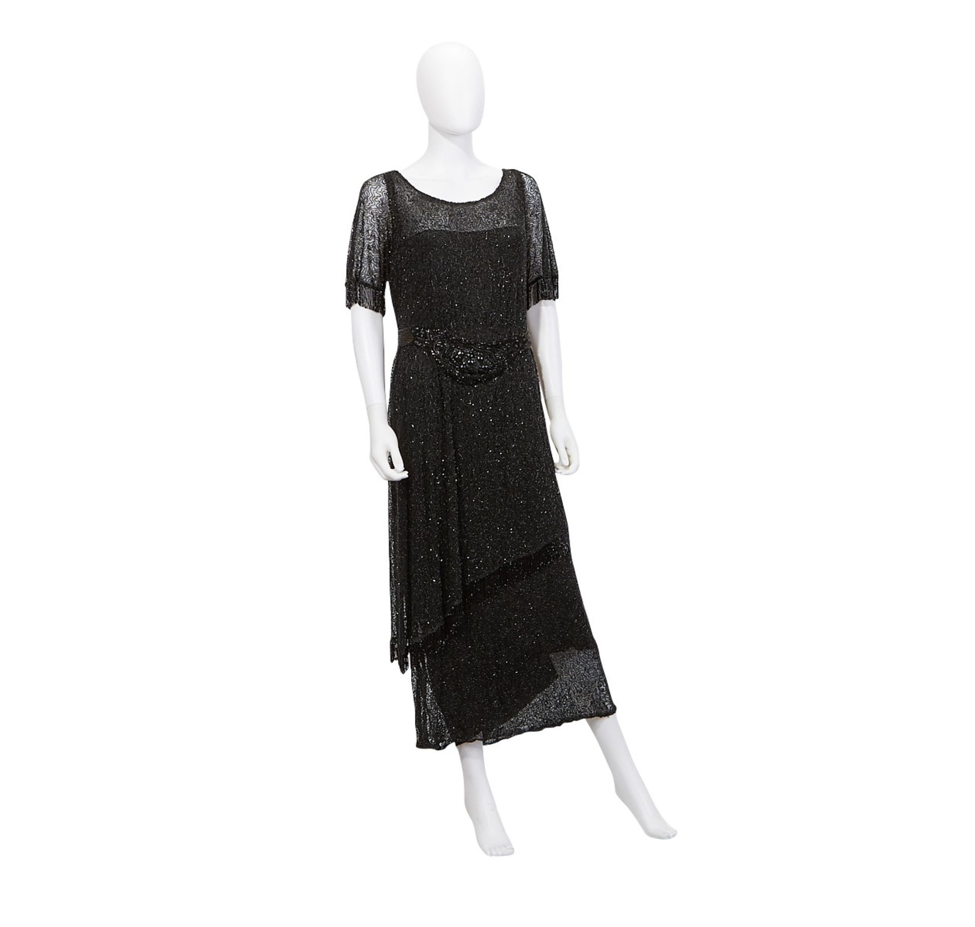 3 Black Beaded Flapper Dresses 1920s - Bild 7 aus 35