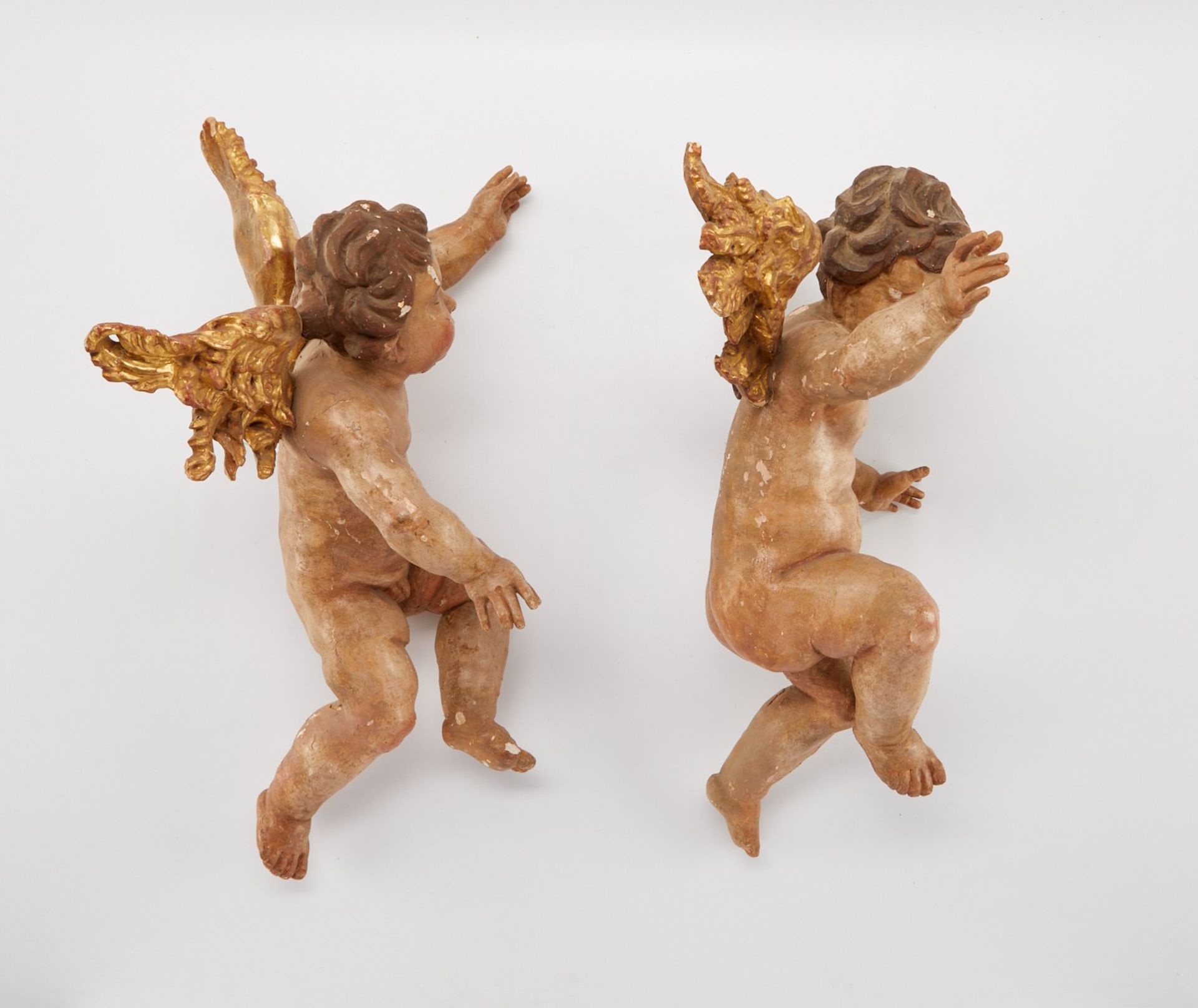 Pr Lrg 18th/19th c. Continental Wooden Angels - Image 3 of 9