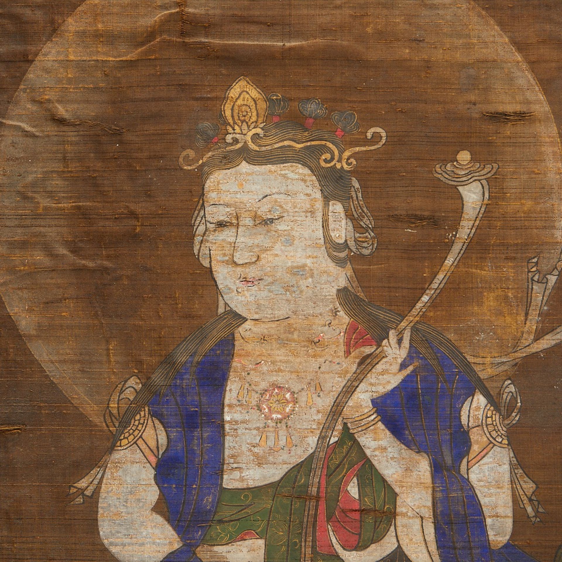 18th c. Japanese Scroll Bodhisattva Monju 5 Knots - Image 2 of 7