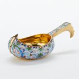 19th c. Russian Enameled Silver Kovsh