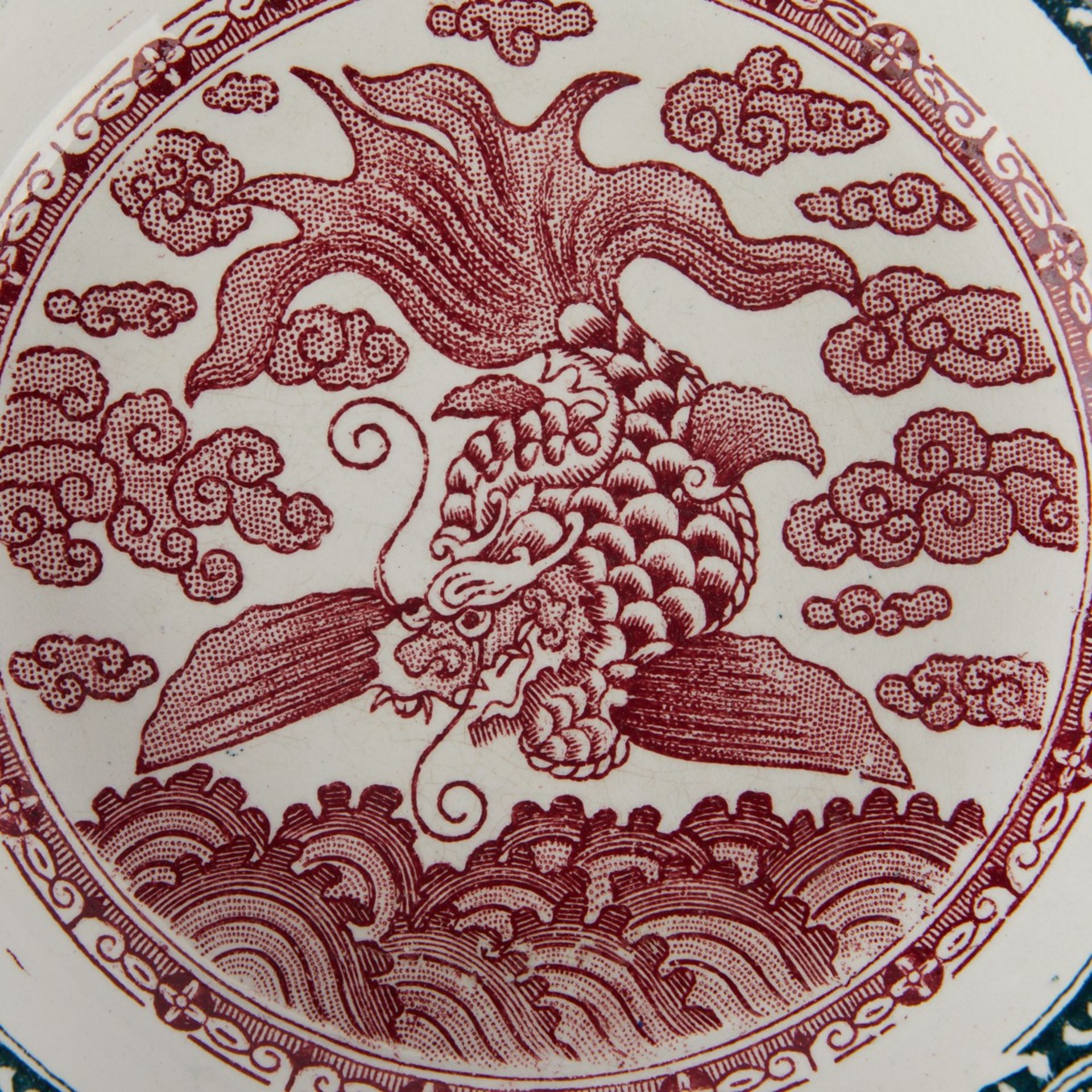 7 Transferware Rice Plates Dragons - Bell & Regout - Bild 18 aus 18