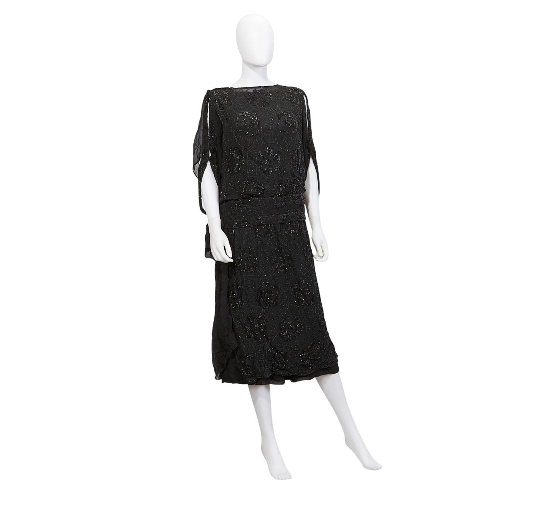 3 Black Beaded Flapper Dresses 1920s - Bild 2 aus 35