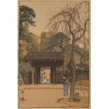 Hiroshi Yoshida "Plum Gateway" Woodblock Print