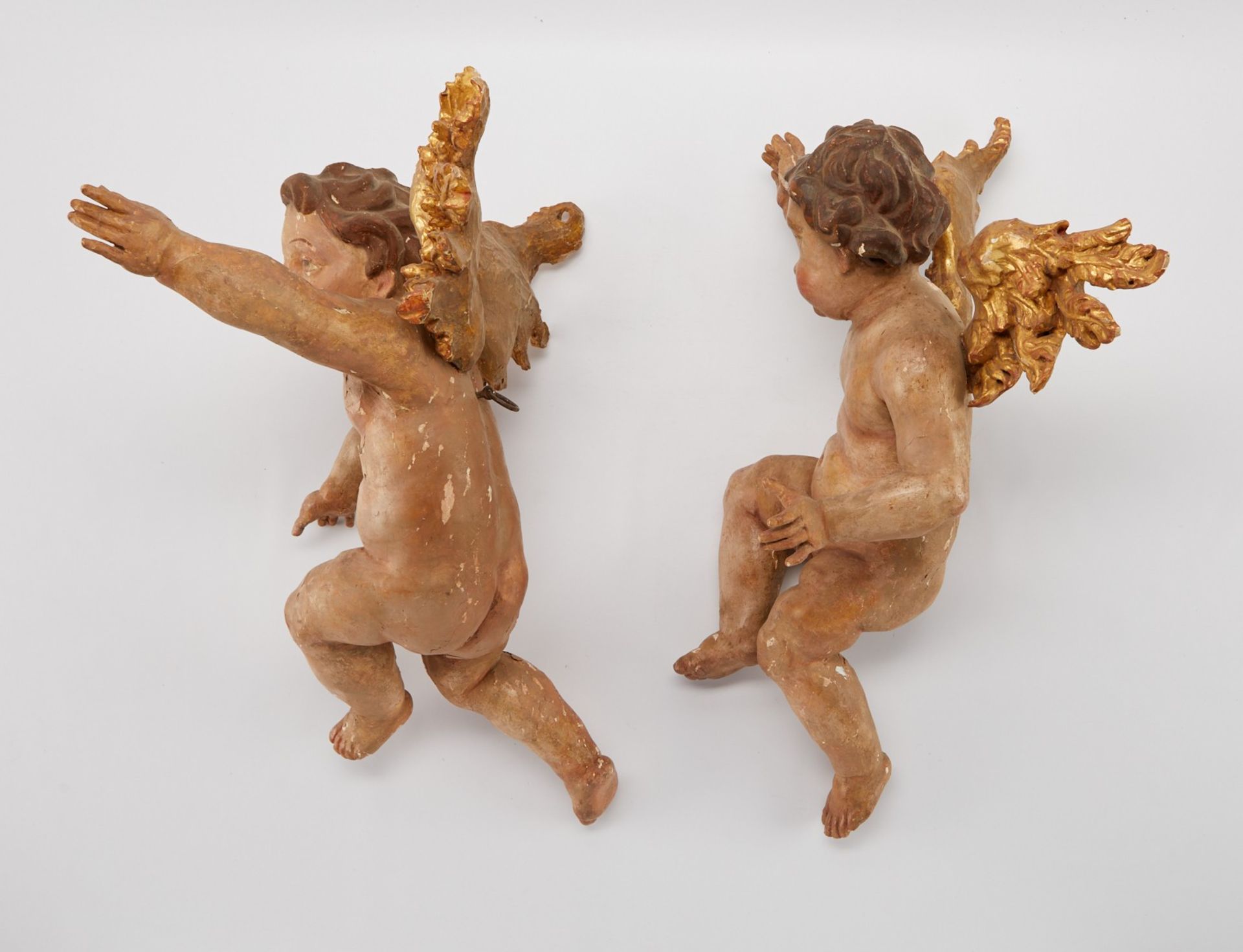 Pr Lrg 18th/19th c. Continental Wooden Angels - Image 5 of 9