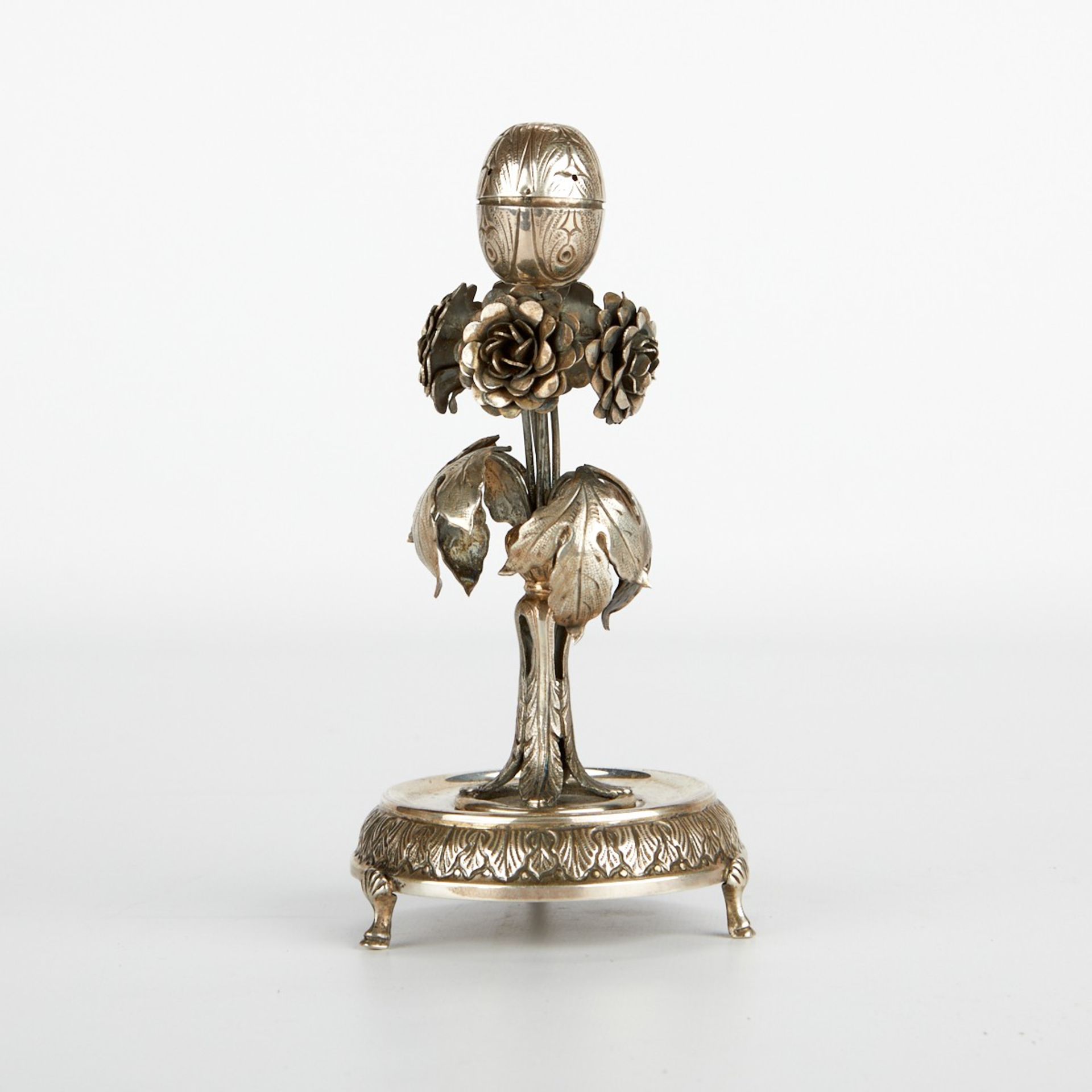Sterling Silver Floral Judaic Spice Tower - Image 3 of 8