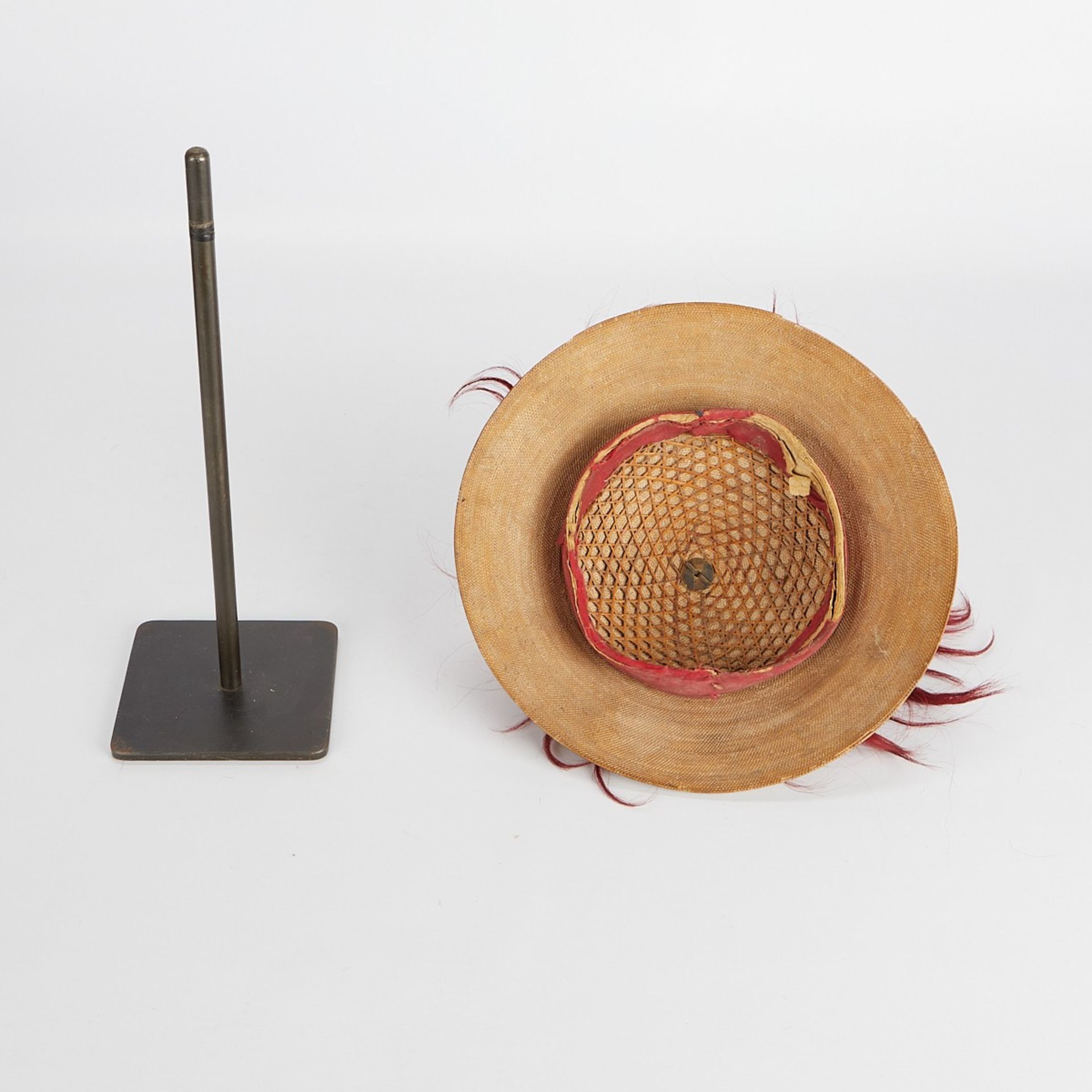 Chinese Official's Wicker Hat w/ Box & Stand - Image 12 of 12