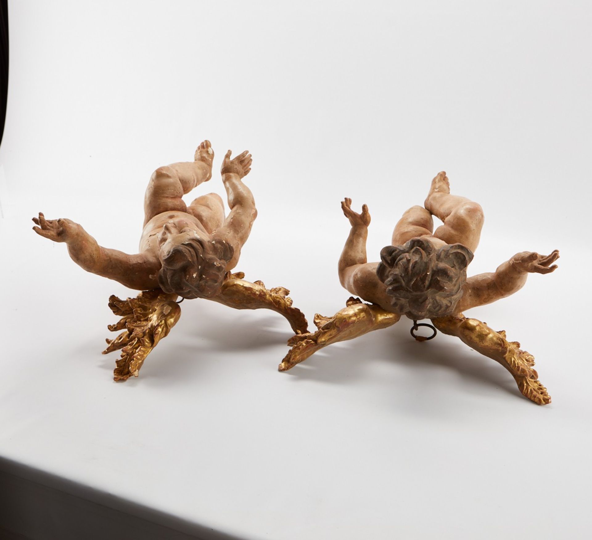 Pr Lrg 18th/19th c. Continental Wooden Angels - Image 7 of 9
