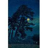 Hasui Kawase "Moon at Magome" Woodblock Print