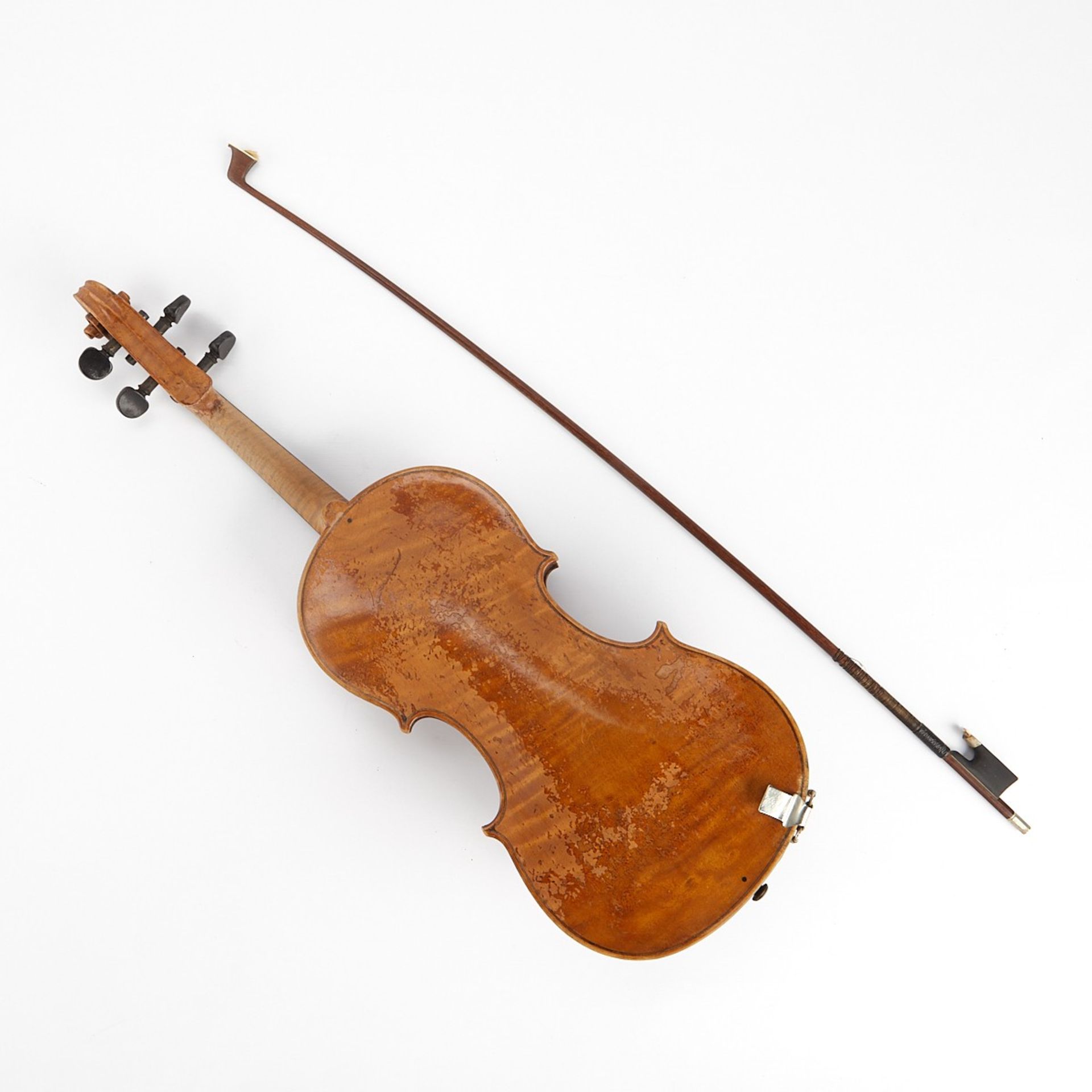 19th c. German Violin w/ Case & Bow - Bild 8 aus 21
