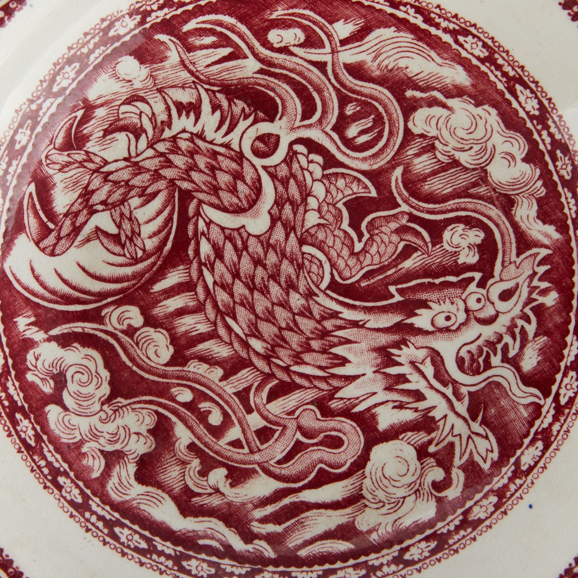 7 Transferware Rice Plates Dragons - Bell & Regout - Bild 16 aus 18