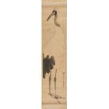 Pu Hua Ink on Paper Crane Scroll Painting