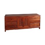Modern Chinese Rosewood Carved Chest of Drawers