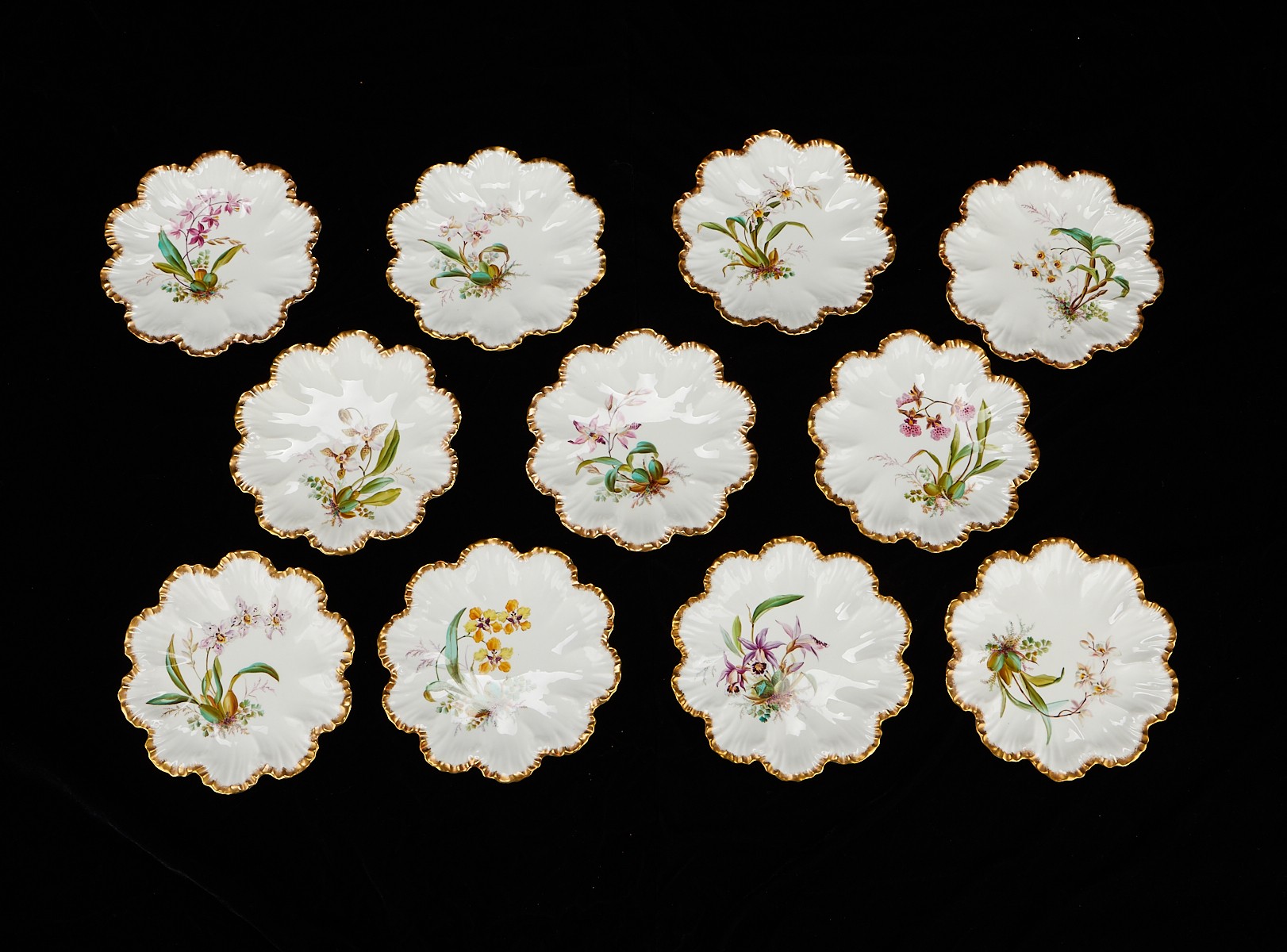 Set 16 Porcelain Orchid Dishes - Poss. Limoges - Image 10 of 17