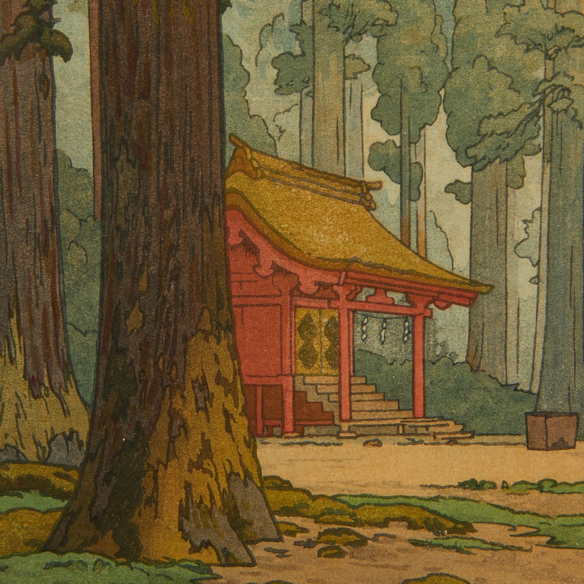 Toshi Yoshida "Sacred Grove" Woodblock Print - Image 2 of 7