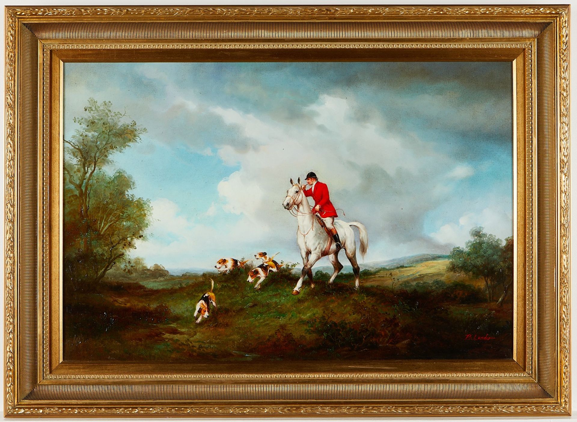 Benjamin Lander Fox Hunt Oil Painting - Image 3 of 6