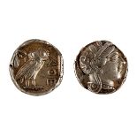 Ancient Silver Greek Athena Tetradrachm Coin