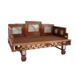 Chinese Hardwood Day Bed w/ Marble Inserts
