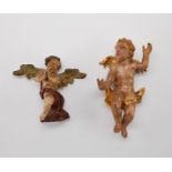 Pair of 19th c. Carved & Gessoed Wooden Angels