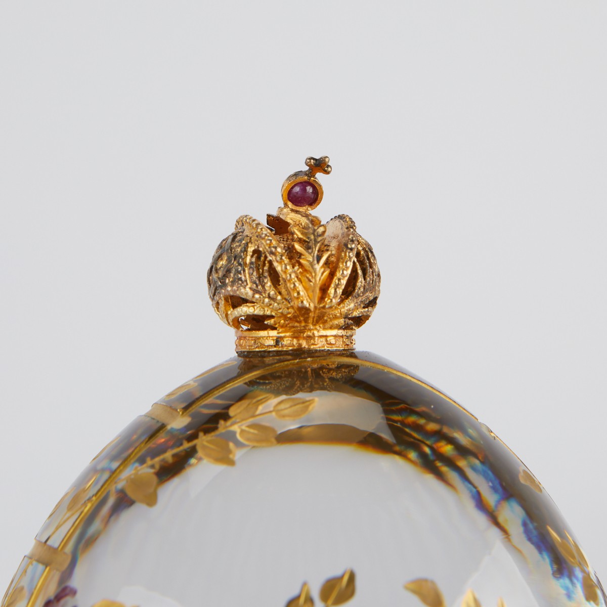 Theo Faberge Rose Garden Glass Egg - Image 7 of 9